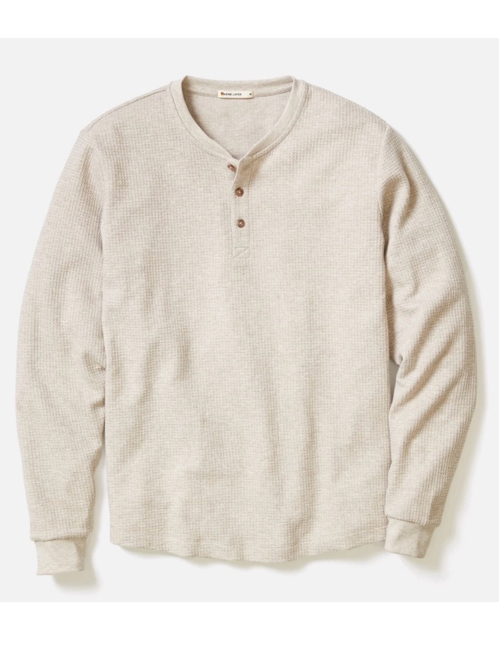 Marine Layer Merino Blend Henley Long Sleeve Sweater Mens in Oatmeal XL